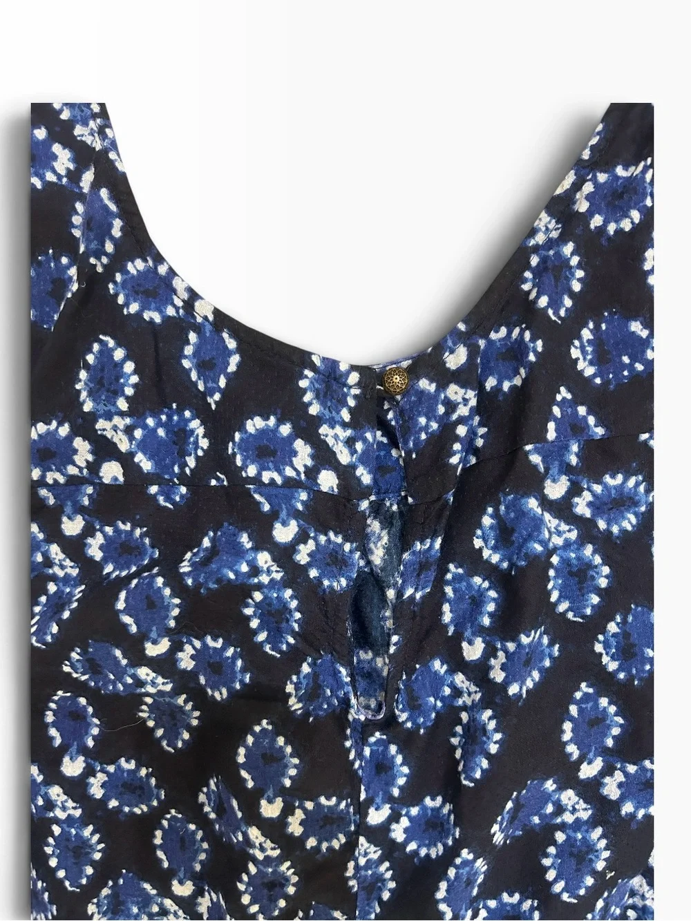 Anthropologie Navy Blue & white Scoop-Neck sleeveless wide-Leg Jumpsuit large